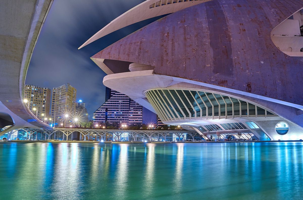 Ciudad de las artes y las Ciencias de Valencia. Una toma nocturna, diferente a lo habitual