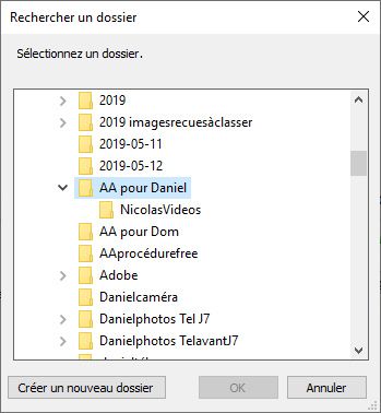 Impossible de sélectionner ce dossier